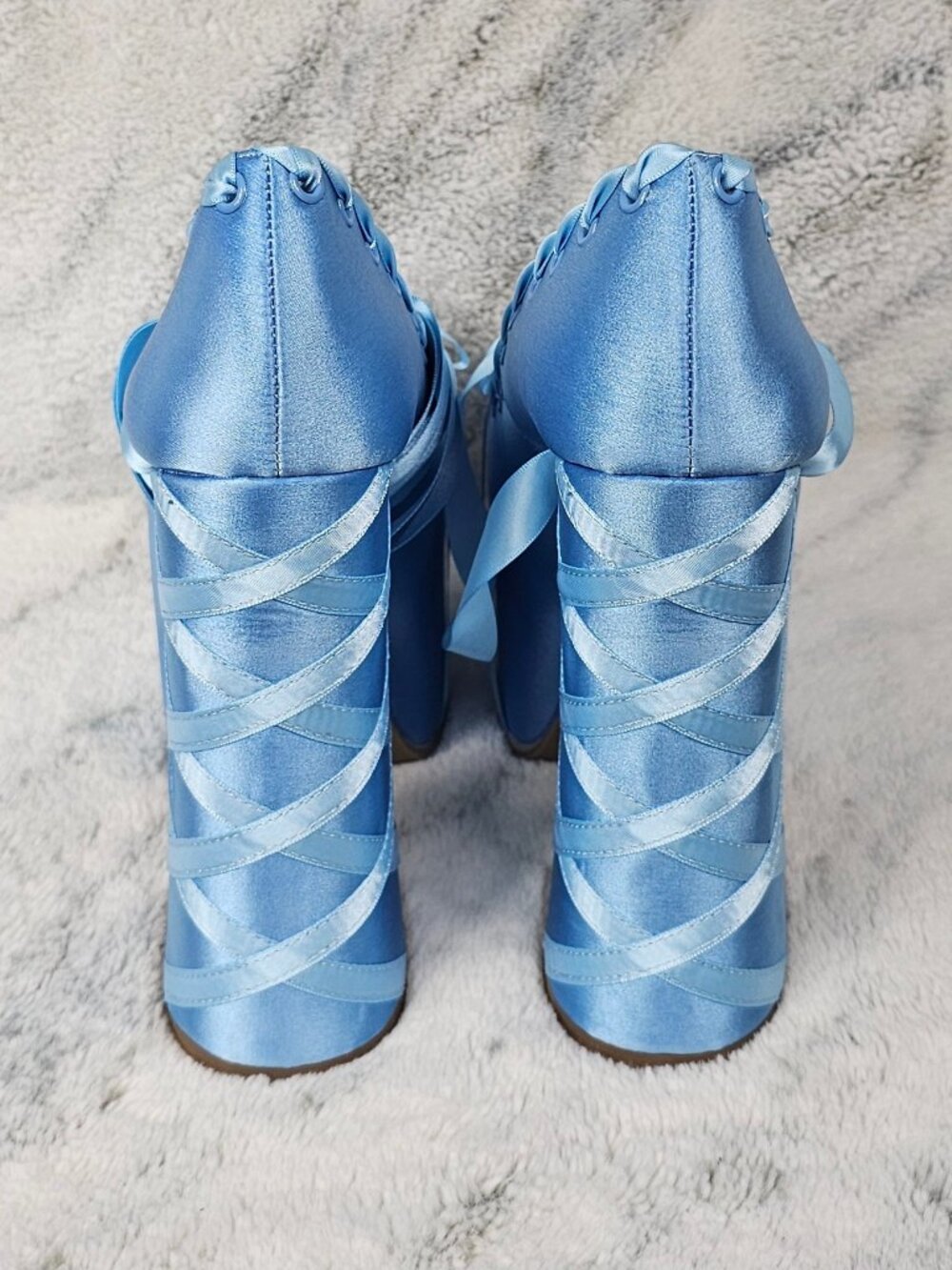 Dolls Kill 9 Sugar Thrillz Light Blue Sweet Sonata Lace Up Platform Heels Ballet - Picture 4 of 12